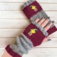 thumbnail image 1 of Gants Mitaines à Moins de 10 $ Rouges Hiver Nouveaux pour Femmes Sans Doigts Tricotés Chauds Demi-Doigt Gants en Laine, 1 of 8