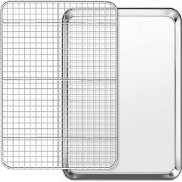 Happon 9.2 x 6.8 Inch Baking Sheet and Rack Set Stainless Steel Baking Cookie Sheet Pan with Grid Rack for Cooking Roasting Cooling Oven Dishwasher Safe Healthy Durable Walmart