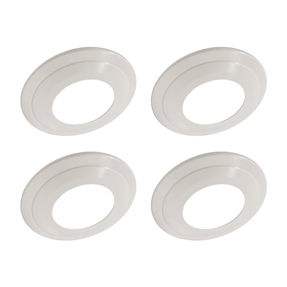 Jolux 4-pack Gloss White Goof Trim Ring for 5/6" Recessed Can Lighting Downlight, Plastic, Outer Diameter 8.6 inches, Inner Diameter 4.7 inches.