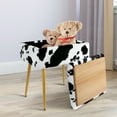 thumbnail image 5 of Velvet Storage Footrest Stool Ottoman Square Modern Upholstered Vanity Footstool Side Table Seat Dressing Chair with 4 Golden Metal Legs（Cow Pattern）, 5 of 10