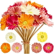 Viworld Artificial Daisy Artificial Flowers Gerbera Daisy Fake Gerbera Daisies Fake Flowers Bouquet 15" for Wedding Bridal Bouquet Party Home Kitchen (White, Pink, Yellow, Orange, Rose, Coral,12 Pcs)