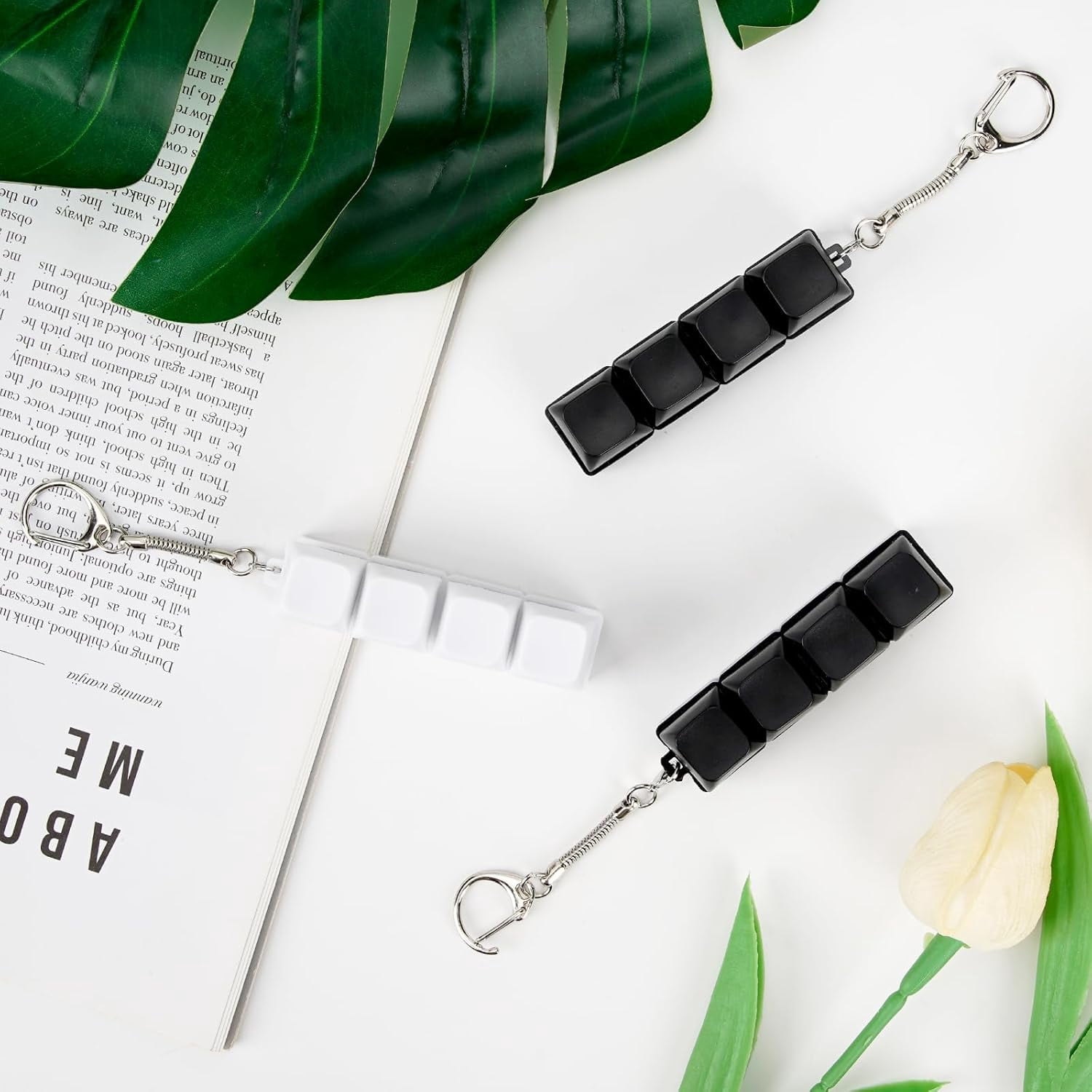 3Pcs Keyboard Fidget Toy 4-Button Fidget Keyboard Keychain Stress Relief Toys Funny Fidget Keyring Finger Keyboard Keychain Keyboard Clicker Fidget Decompression Toys