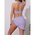 thumbnail image 3 of DARING DIVA Women's Rope Circle Halter Ribbed Bikini Set Large Light Purple, 3 of 6