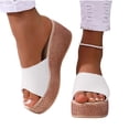 thumbnail image 4 of White Womens Summer Sandals Featuring Wedge Heel And Peep Toe For Casual Outerwear Comfortable Design, 4 of 9