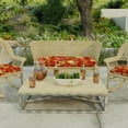 thumbnail image 6 of Jordan Manufacturing 44" x 18" Multicolor Floral Tufted Contoured Outdoor Wicker Bench Cushion, 6 of 6