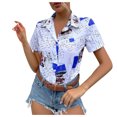 thumbnail image 1 of Camisa informal de temperamento con estampado floral de manga corta elegante y cómoda con cuello en V para mujer OAVQHLG3B Store lin121212, 1 of 5