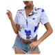 thumbnail image 1 of Camisa informal de temperamento con estampado floral de manga corta elegante y cómoda con cuello en V para mujer OAVQHLG3B Store lin121212, 1 of 5
