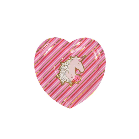 Valentine Unicorn Dessert Plate - Party Supplies - 8 Pieces