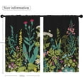 thumbnail image 5 of Black Botanical Kitchen Curtains Wildflower Plant Leaves Bathroom Window Curtains Rustic Floral Curtain Treatment Drapes Cafe Small Bedroom Short Curtains Fabric 2 Panels 27.5x36 Inch, 5 of 6