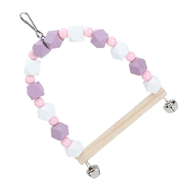 Columpios para pájaros de madera con campanas colgantes, columpios para pájaros, columpio para pájaros de madera multicolor, perca, loros, juguete colgante, juguetes para pájaros, diseño a prueba de futuro Jadeshay A