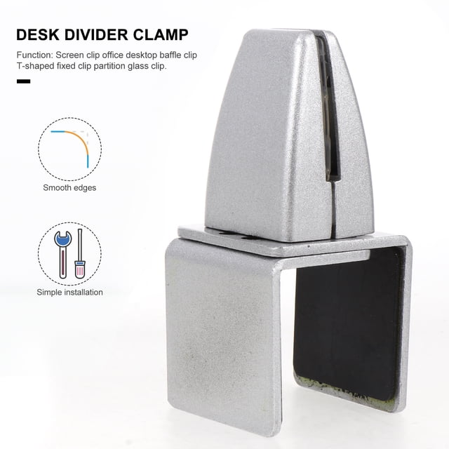 WRITWAA 1Pc Silver Desk Divider Clip for Glass Board Partition and Office Desk Use