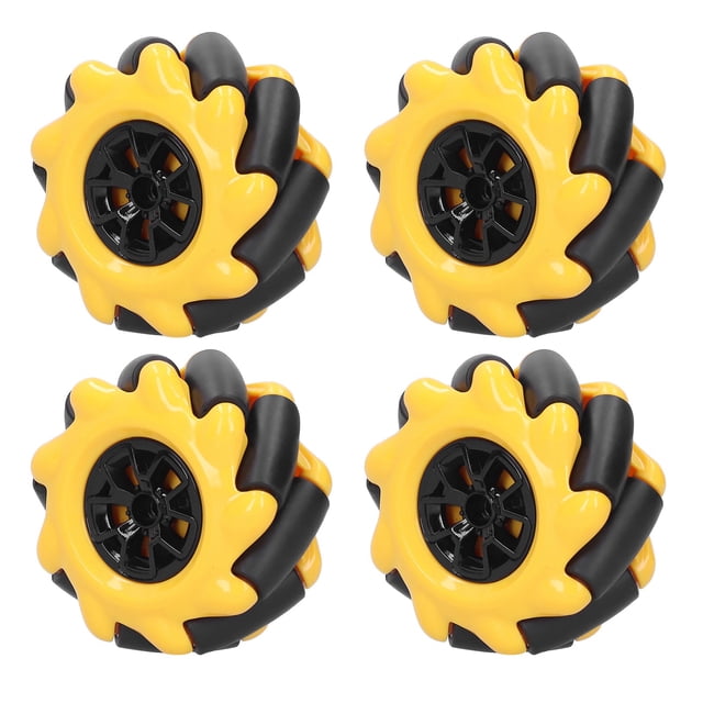 Robot Wheel, Rubber ABS Mecanum Wheel Yellow And Black With High Gripping Ability For Robot For Engineer 1 Pair,2 Pairs
