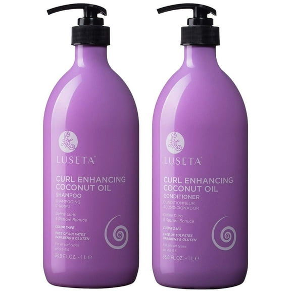 Luseta Ensemble Shampooing et après-Shampooing pour Cheveux Bouclés - Définissez les Boucles et Restaurez le Rebond avec Huile de Coco pour Vagues et Boucles, Hydratation Intense, Sûr pour les Couleurs et Sans Sulfate