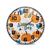 Yayeee Wall Clock for Living Room 9.5 inch Battery Operated Round with Holder, Pumpkins Pattern