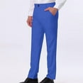 thumbnail image 4 of Mens Dress Pants Business Casual Solid Color Chino Pants Comfort Straight Leg Suit Trousers with Pockets, Blue, S, 4 of 6