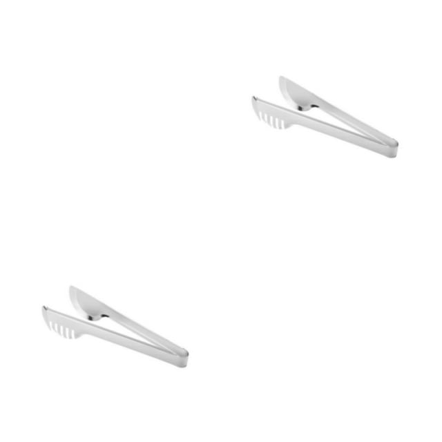 Destyer Stainless Steel Barbecue Tongs Portable Handheld Reusable Washable Replacement Hotel Restaurant Salad Clip Accessories Silver 2Set