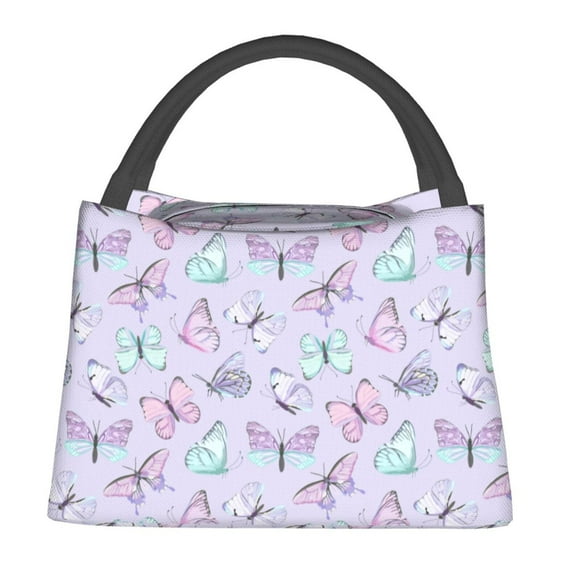 Fotbe Purple Butterfly Bolsa Térmica Portátil con Estampado, Bolsa de Entrega de Alimentos Aislada, Bolsa Reutilizable de Gran Capacidad para Comidas y Supermercado