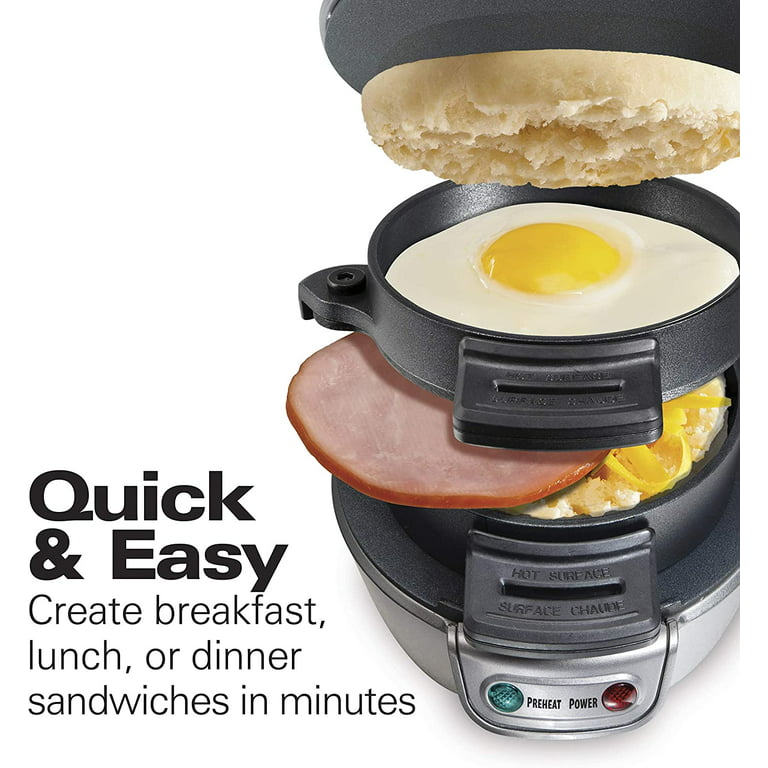 Breakfast Sandwich Maker with Egg Cooker Ring Customize Ingredients, Black