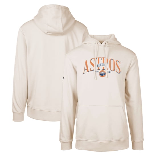 Men's Levelwear Khaki Houston Astros Cooperstown Collection Podium Retro Spellout Pullover Hoodie