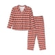thumbnail image 1 of Fotbe Red and Brown Squares Conjunto de Pijama de Manga Larga para Mujer con Estampado, Ropa de Dormir de 2 Piezas, Conjunto de Casa Suave y Cómodo con Bolsillos-Small, 1 of 7