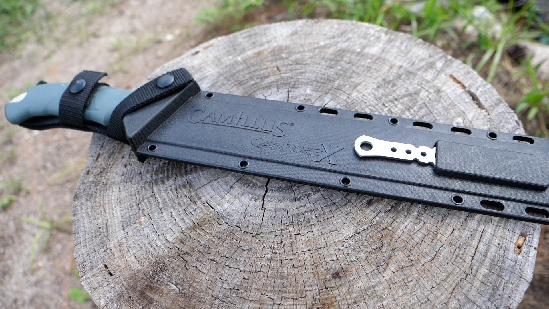 Camillus Carnivore-X 18" Machete, 12" Cutting Blade, 10" Saw, Gray Handle, Molded Sheath, Bonus Trimming Blade