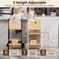 thumbnail image 2 of Toddler Standing Tower Adjustable Height - Super Stable Kids Kitchen Stool Helper - 3 Levels Adjustable Wooden Toddler Kitchen Stool (Natural & Black), 2 of 16