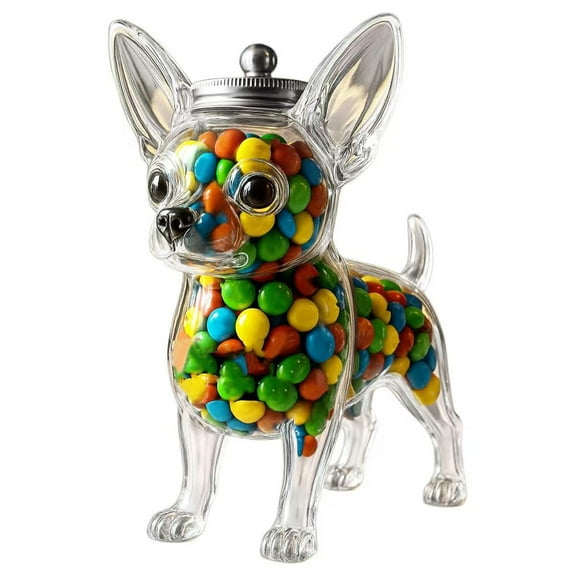 IPEWLEX Glass Airtight Dog-Shaped Decorative Food Storage Canister,7.67*6.49*4.41inch