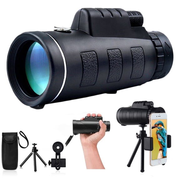 80x100 Monocular-Telescope High Powered for Smartphone Low Night Vision Monoculars for Adults High Definition Monocular Telescope for Stargazing Hunting Wildlife Bird Watching Travel Camping Hiking