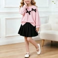 thumbnail image 2 of ZIXKCGDSE Girls 2 Piece Outfits Bow Long Sleeved Pullover Fall Tops and Skirt School Clothing Set Size 5 Years, 2 of 5