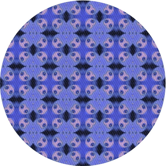 Ahgly Company Machine Washable Indoor Round Transitional Light Slate Blue Area Rugs, 3' Round