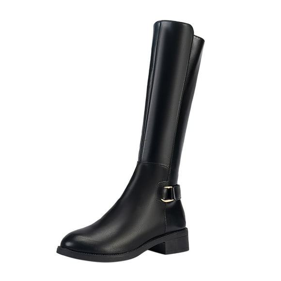 WEAIXIMIUNG Orthopedic Boots for Women Women's Autumn/Winter Leather Leather Fashion Mid Calf Boots Casual Comfortable Temperament Boots