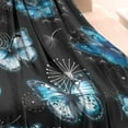 thumbnail image 3 of Black Blue Butterfly Dandelion Pattern Blanket,Comfortable Soft Flannel Throw Blanket,All Season,Warm Lightweight Blankets for Sofa Bed Couch Living Room Chair,30"x40", 3 of 4