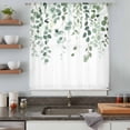 thumbnail image 5 of Eucalyptus Leaf Sage Green Sheer Curtains 54 Inches Long, Spring Weeping Leaves Botanical Light Filering Curtains, Breathable Simi Curtain Privacy Drapes for Kitchen Bathroom Small Window Treatment, 5 of 9