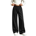thumbnail image 2 of BLVB Teen Girls Wide Leg Sweatpants Elastic High Waist Loose Baggy Joggers Kids Fall Outfits with Pockets(Black,7-8 Years), 2 of 6