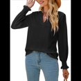 thumbnail image 3 of Camisa Informal de Larga con Cuello en V para Mujer Negro S, 3 of 10