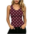 thumbnail image 2 of Sheghy Women Tank Tops Trendy Polka Dot Ribbed Knit Tank, V Neck Sleeveless Summer Fashion Top Wine M, 2 of 7