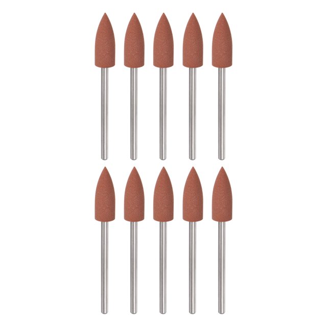 Unique Bargains 10 Roues de Polissage en Caoutchouc et Silicone 400 Grains 6mm Dia Tête de Broyage Montée, Forme Fuselée