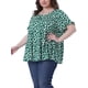 thumbnail image 4 of Blusa de peplum con volantes de cuello redondo para mujer de tallas grandes Agnes Orinda 4X blanca y verde, 4 of 6