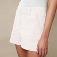 thumbnail image 5 of Women's Stretchy Twill Mid-Rise Shorts with Side Pockets - Soft Brushed Fabric, Flattering Fit Casual Shorts for Summer Walking & Errands,White 3XL, 5 of 5