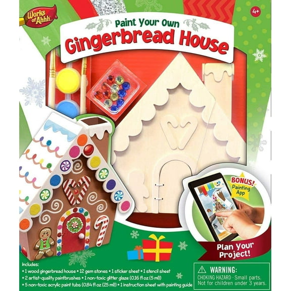 Works of Ahhh Holiday Craft Set - Gingerbread House Wood Paint Kit