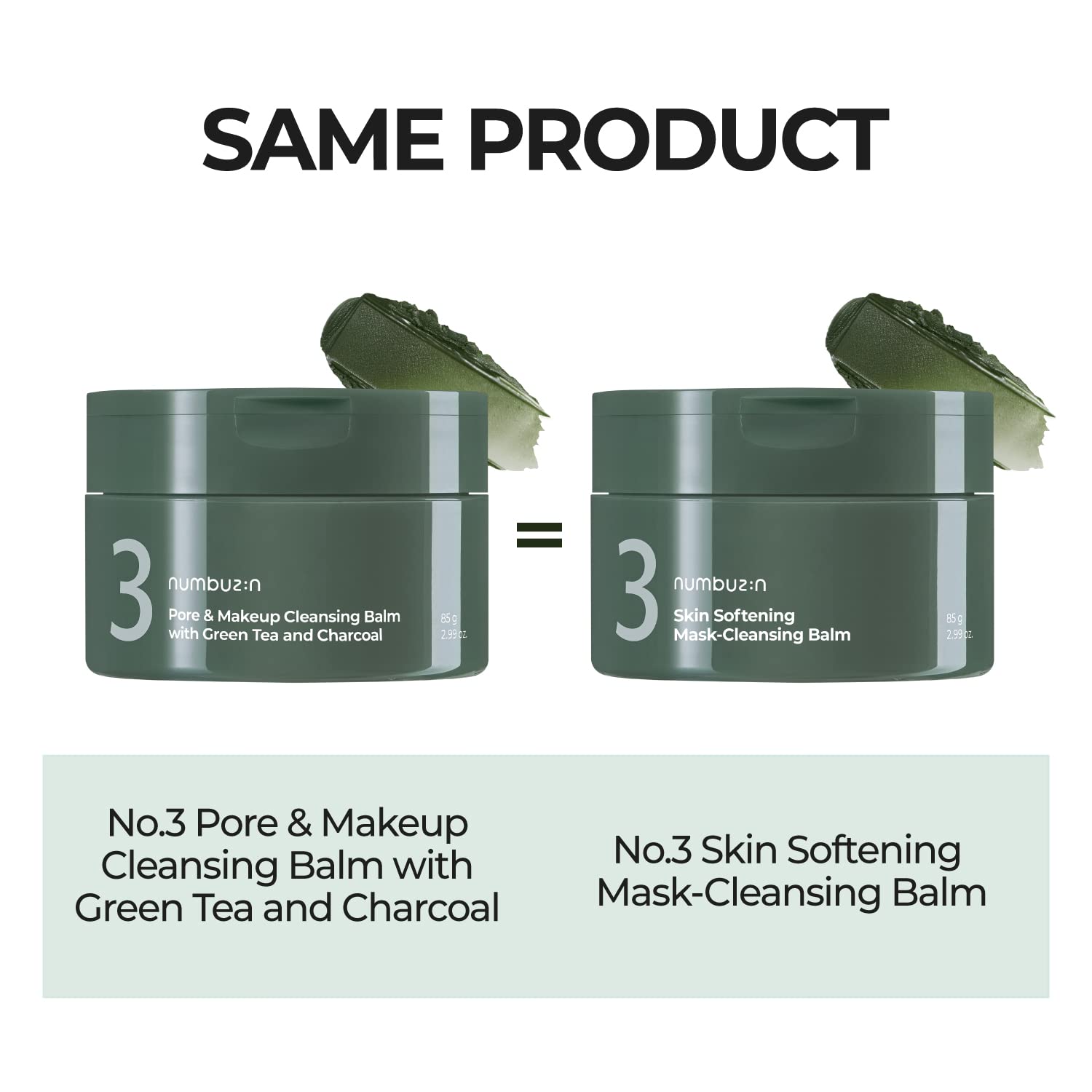 numbuz:n No.3 Pore & Makeup Cleansing Balm with Green Tea and Charcoal 85g / 2.99 oz. - image 3 of 6