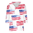 thumbnail image 5 of Xdegoge Patriotic Shirts for Women 4th Of July Tops USA American Flag Heart Stars and Stripes V Neck Three Quarter Sleeve Casual Lightweight Summer Independence Day Graphic Tees, 5 of 7