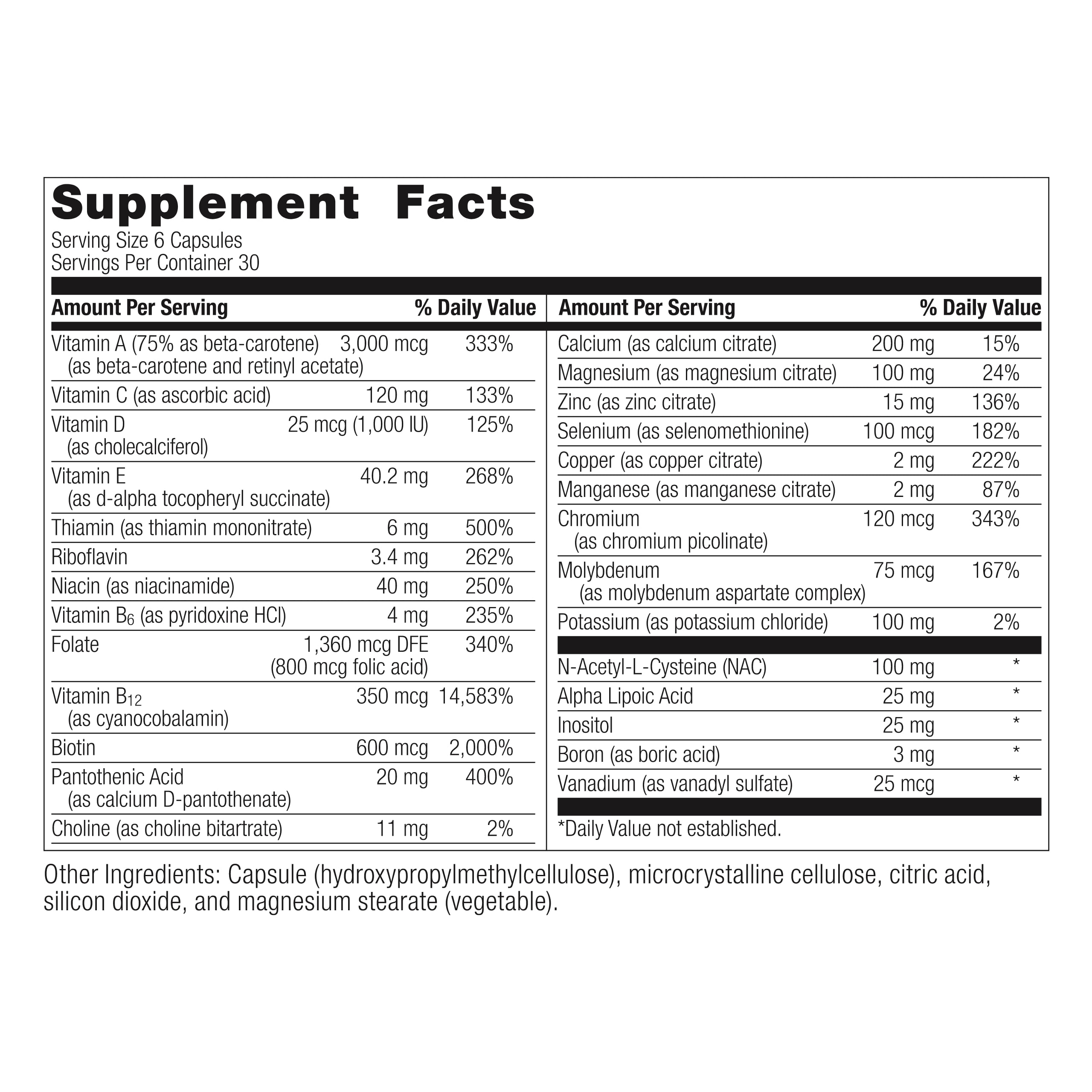 Bariatric Advantage Multi Formula Without Iron, High Potency Daily Multivitamin for Bariatric Surgery Patients with 22 Essential Vitamins and Nutrients - 180 Capsules
