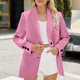 thumbnail image 1 of Blazer de mujer de color liso con bolsillos y botones, manga larga, cuello vuelto, chaqueta de traje para mujer, parte superior de poliéster, 1 of 4