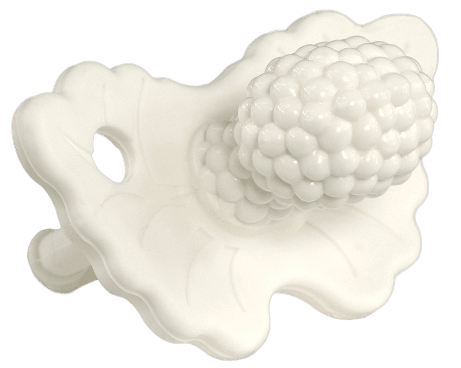 RaZbaby RaZberry Silicone Baby Teether Toy - Berrybumps Soothe Babies Sore Gums - Infant Teething Toy - Hands Free Design - BPA Free - Easy-to-Hold Design - Teething Relief Pacifier - White