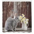 thumbnail image 3 of Ambesonne Easter Bunny Shower Curtain, Rabbit Daisy Wooden, 69"Wx84"L, Multicolor, 3 of 3