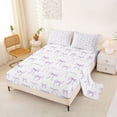 thumbnail image 2 of Erosebridal Cute Bows Bowtie Queen Sheet Sets For Kids,Cartoon Bowknot Print Bed Set,Purple White 4-Piece, 2 of 6