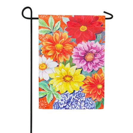 Evergreen Suede Textured Garden Flag - Dahlias Bouquet, 12.5 x 18 inch Double Sided