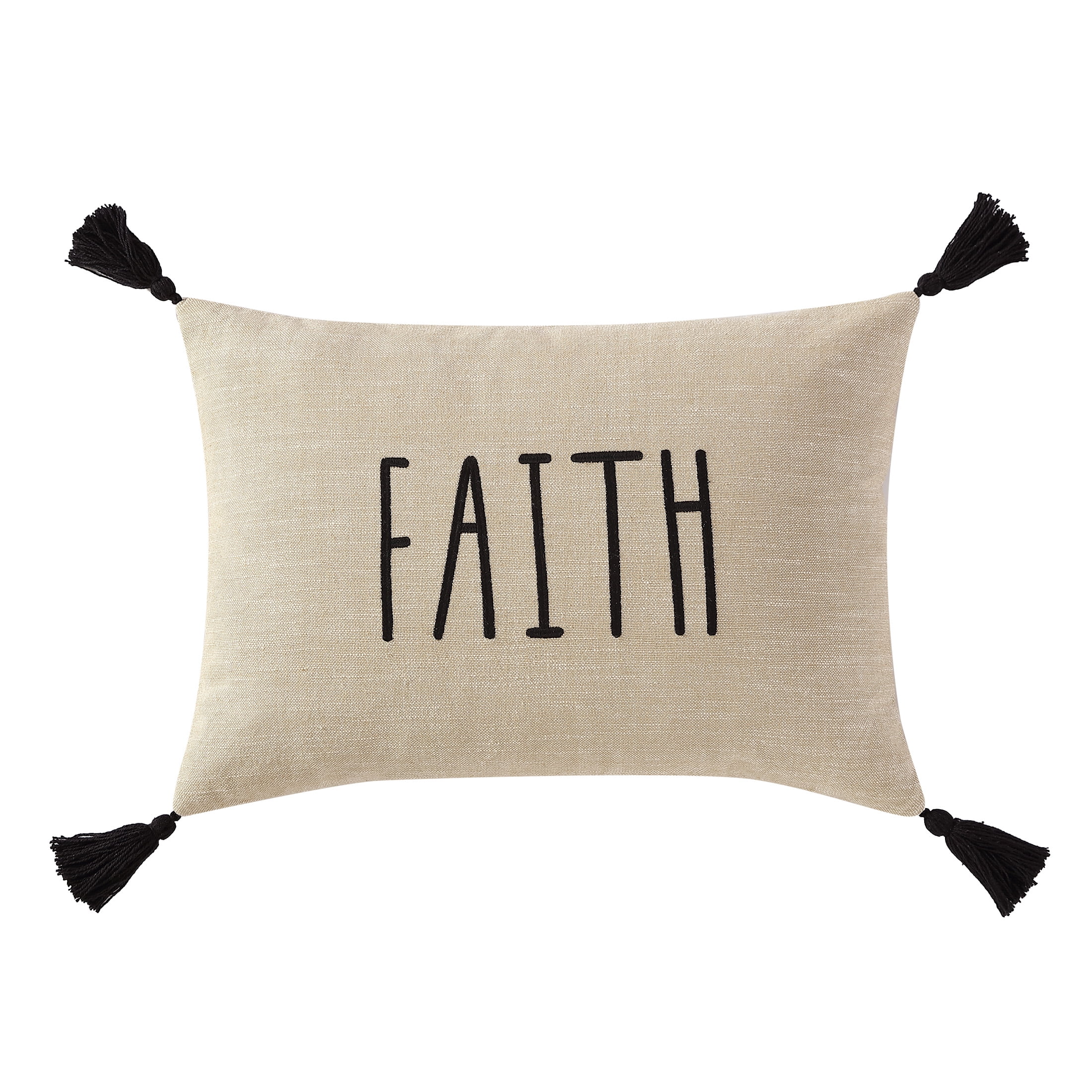 Mainstays, Faith Oblong Decorative Throw Pillow, Neutral, 14" x 20", Oblong, 1 Pack