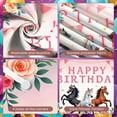 thumbnail image 4 of Floral Theme Horse Birthday Banner Western Style Display Pink Accents Horse Design Equestrian Party Backdrop for Birthday Party Girls Celebration Equestrian Event, 4 of 9